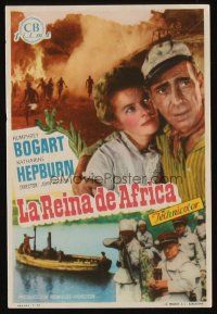 1x536 AFRICAN QUEEN Spanish herald '52 different image of Humphrey Bogart & Katharine Hepburn!
