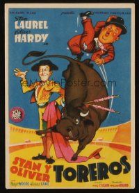 1x539 BULLFIGHTERS Spanish herald '48 different art of Stan Laurel & Oliver Hardy by Soligo!