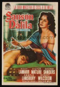 1x550 SAMSON & DELILAH Spanish herald '52 Hedy Lamarr & Victor Mature, Cecil B. DeMille!
