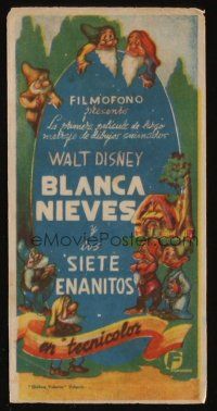 1x552 SNOW WHITE & THE SEVEN DWARFS Spanish herald '41 Disney cartoon classic, different art!