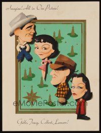 1x022 BOOM TOWN trade ad '40 art of Spencer Tracy, Gable, Colbert & Hedy Lamarr by Kapralik!