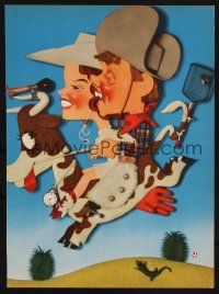 1x035 GIRL CRAZY trade ad '43 Kapralik art of Mickey Rooney & Judy Garland in cowboy hats!