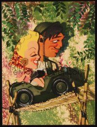 1x056 SOMEWHERE I'LL FIND YOU trade ad '42 Kapralik art of Clark Gable & Lana Turner in Jeep!