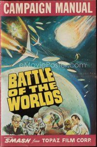 1x573 BATTLE OF THE WORLDS pressbook '63 cool sci-fi, flying saucers from a hostile enemy planet!