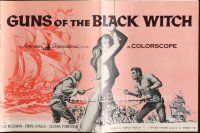 1x620 GUNS OF THE BLACK WITCH pressbook '61 super sexy art, unconquerable barbarians of the sea!
