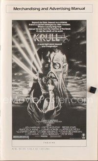 1x636 KRULL pressbook '83 great sci-fi fantasy art of Ken Marshall & L. Anthony in monster's hand!