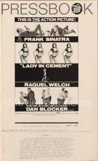 1x638 LADY IN CEMENT pressbook '68 Frank Sinatra with a .45 & sexy Raquel Welch with a 37-22-35!