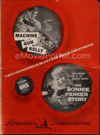 1x647 MACHINE GUN KELLY/BONNIE PARKER STORY pressbook '58 two hunderous blasts of movie greatness!