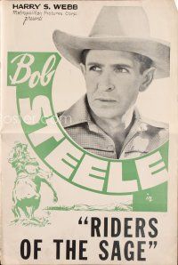 1x678 RIDERS OF THE SAGE pressbook '39 great images of tough cowboy Bob Steele!