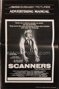 1x687 SCANNERS pressbook '81 David Cronenberg, in 20 seconds your head explodes!