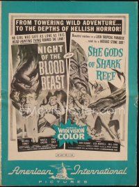 1x692 SHE GODS OF SHARK REEF/NIGHT OF THE BLOOD BEAST pressbook '58