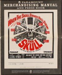 1x696 SKULL pressbook '65 Peter Cushing, Christopher Lee, cool horror artwork of creepy skull!