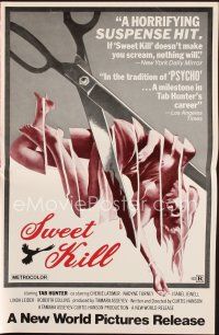 1x701 SWEET KILL pressbook '72 Curtis Hanson directed, wild art of sexy girl chopped up by scissors!