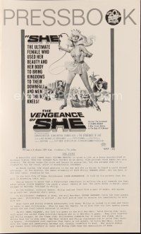 1x714 VENGEANCE OF SHE pressbook '68 Hammer fantasy, art of super sexy whipping Olinka Berova!