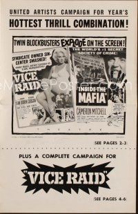 1x715 VICE RAID/INSIDE THE MAFIA pressbook '60s sexy Mamie Van Doren, hottest thrill combination!