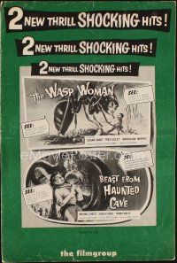 1x718 WASP WOMAN/BEAST FROM HAUNTED CAVE pressbook '59 fantastic horror/sci-fi double bill!