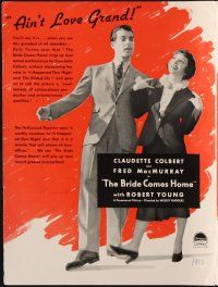 1x023 BRIDE COMES HOME trade ad '35 Fred MacMurray & Claudette Colbert + Robert Young!