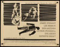 1y018 ANATOMY OF A MURDER style B 1/2sh '59 Otto Preminger, Saul Bass dead body silhouette art!