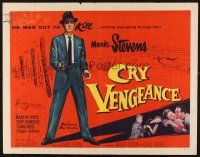 1y104 CRY VENGEANCE 1/2sh '55 full-length art of Mark Stevens w/gun, film noir!