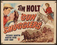 1y201 GUN SMUGGLERS style B 1/2sh '49 art of Tim Holt on horse & romancing pretty Martha Hyer!
