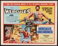 1y217 HERCULES/HERCULES UNCHAINED 1/2sh '73 world's mightiest man Steve Reeves double-bill!