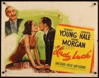 1y267 LADY LUCK 1/2sh '46 great romantic gambling artwork of Robert Young & Barbara Hale!