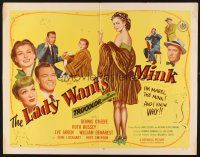 1y268 LADY WANTS MINK style A 1/2sh '52 art of Dennis O'Keefe, Ruth Hussey, Eve Arden & Mabel!