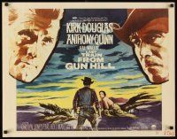 1y276 LAST TRAIN FROM GUN HILL style B 1/2sh '59 great close-up art of Kirk Douglas, Anthony Quinn!