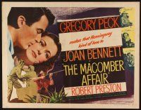 1y302 MACOMBER AFFAIR style B 1/2sh '47 Peck, Joan Bennett, Hemingway's story of violent love!