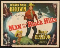 1y307 MAN FROM THE BLACK HILLS 1/2sh '52 Johnny Mack Brown & Jimmy Ellison in western action!
