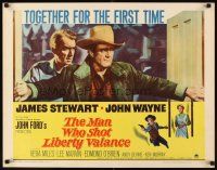 1y311 MAN WHO SHOT LIBERTY VALANCE 1/2sh '62 John Wayne & James Stewart 1st time together!