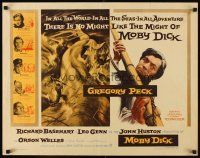 1y324 MOBY DICK 1/2sh '56 John Huston, great art of Gregory Peck & the giant whale!
