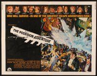 1y378 POSEIDON ADVENTURE 1/2sh '72 cool artwork of Gene Hackman escaping by Mort Kunstler!