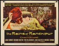 1y386 RAINS OF RANCHIPUR 1/2sh '55 art of Lana Turner & Burton, rains couldn't wash their sin away