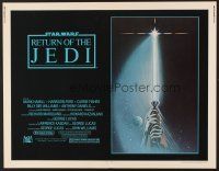 1y389 RETURN OF THE JEDI 1/2sh '83 George Lucas classic, great art of hands holding lightsaber!