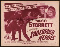 1y405 SAGEBRUSH HEROES 1/2sh '45 great image of western hero Charles Starrett fighting!