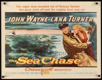 1y417 SEA CHASE 1/2sh '55 great seafaring artwork of John Wayne & Lana Turner!