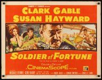 1y442 SOLDIER OF FORTUNE 1/2sh '55 art of Clark Gable with gun, plus sexy Susan Hayward!