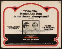1y467 TAKE THE MONEY & RUN 1/2sh '69 wacky Woody Allen mugshot in classic mockumentary!