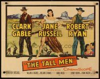 1y470 TALL MEN 1/2sh '55 full-length art of Clark Gable, sexy Jane Russell showing leg, Robert Ryan!