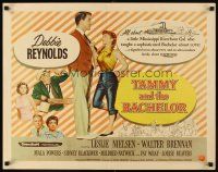 1y471 TAMMY & THE BACHELOR 1/2sh '57 artwork of Debbie Reynolds seducing Leslie Nielsen!
