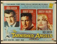 1y474 TARNISHED ANGELS style A 1/2sh '58 art of Rock Hudson, Robert Stack, & Dorothy Malone!