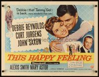 1y486 THIS HAPPY FEELING 1/2sh '58 Debbie Reynolds, Curt Jurgens, Saxon, a spicy look at love!