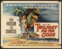 1y508 TWILIGHT FOR THE GODS 1/2sh '58 great art of Rock Hudson & sexy Cyd Charisse on beach!