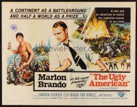 1y513 UGLY AMERICAN 1/2sh '63 artwork of Marlon Brando & Eiji Okada with explosives!