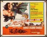 1y519 VAMPIRE-BEAST CRAVES BLOOD/CURSE OF THE BLOOD-GHOULS 1/2sh '69 wild cheesy monster art!