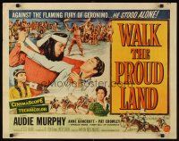 1y527 WALK THE PROUD LAND style A 1/2sh '56 art of Audie Murphy & Native American Anne Bancroft!