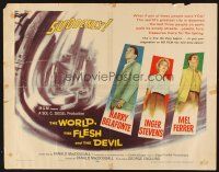 1y550 WORLD, THE FLESH & THE DEVIL style B 1/2sh '59 Inger Stevens Harry Belafonte & Mel Ferrer!