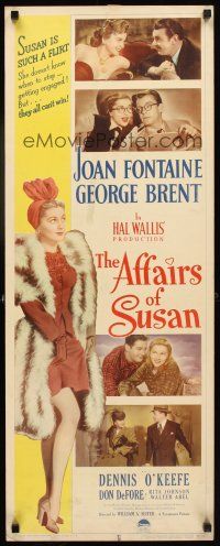 1z142 AFFAIRS OF SUSAN insert '45 full-length image of sexy Joan Fontaine in pretty dress!