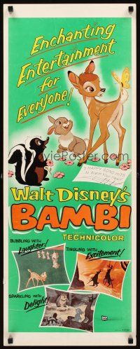 1z161 BAMBI insert R57 Walt Disney cartoon deer classic, great art with Thumper & Flower!